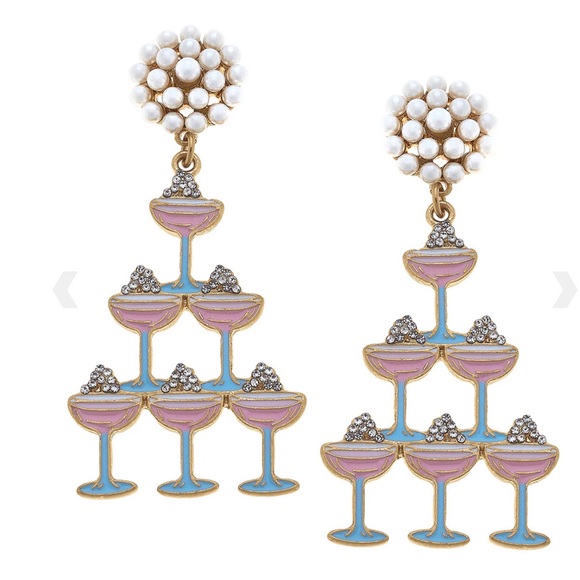 Elegant Pearl and Crystal Champagne Earrings - Picture 1 of 3